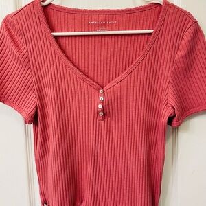 American Eagle Outfitters Ribbed Top in Pink